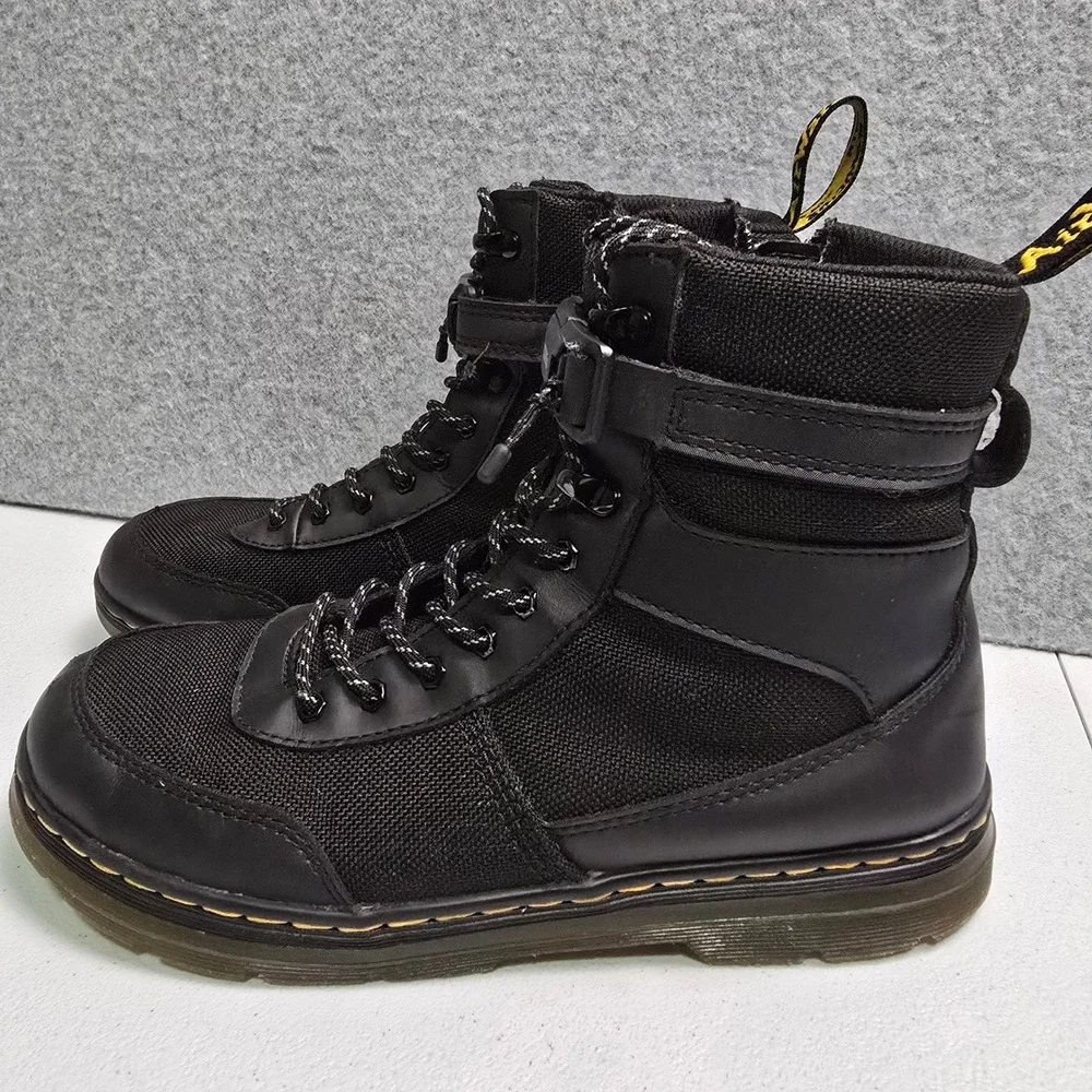 Dr. Martens Combs Techy Black Utility Boots Buckle Strap Zip Mens 5 Womens 6